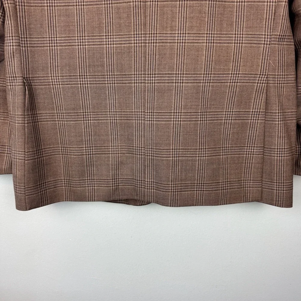 Jos A Bank Executive Mens 42 Short Brown Plaid Wool Two Button Blazer Sport Coat